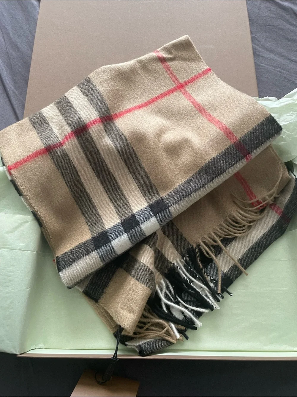 Burberry Beige, Black & White Giant Check Cashmere Scarf